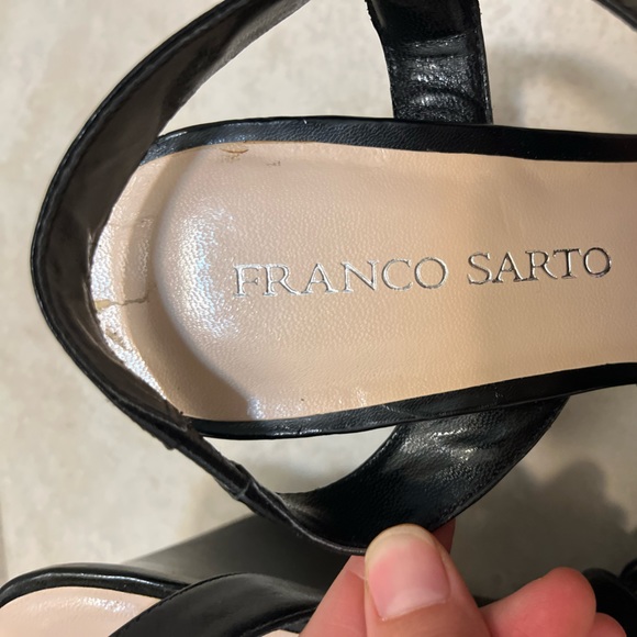 Franco Satro Black Wedge Sandals (Size 7.5) - Picture 12 of 13